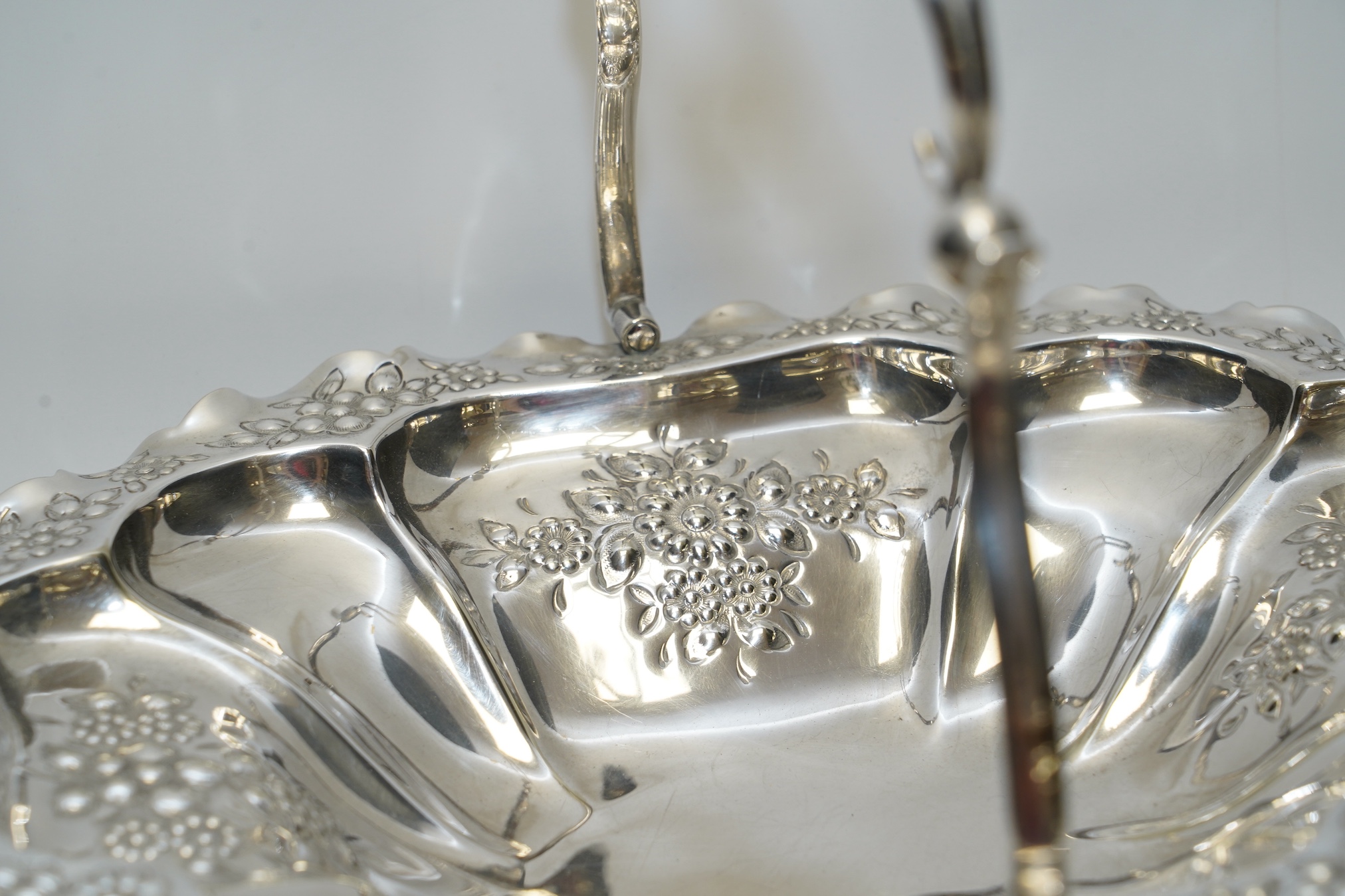 A silver plated breakfast butter dish, an EPNS basket and a pair of salad servers. Condition - good